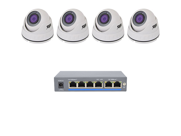 Установка видеонаблюдения в магазине на 4 камеры Full HD 2 Mp с записью на SD